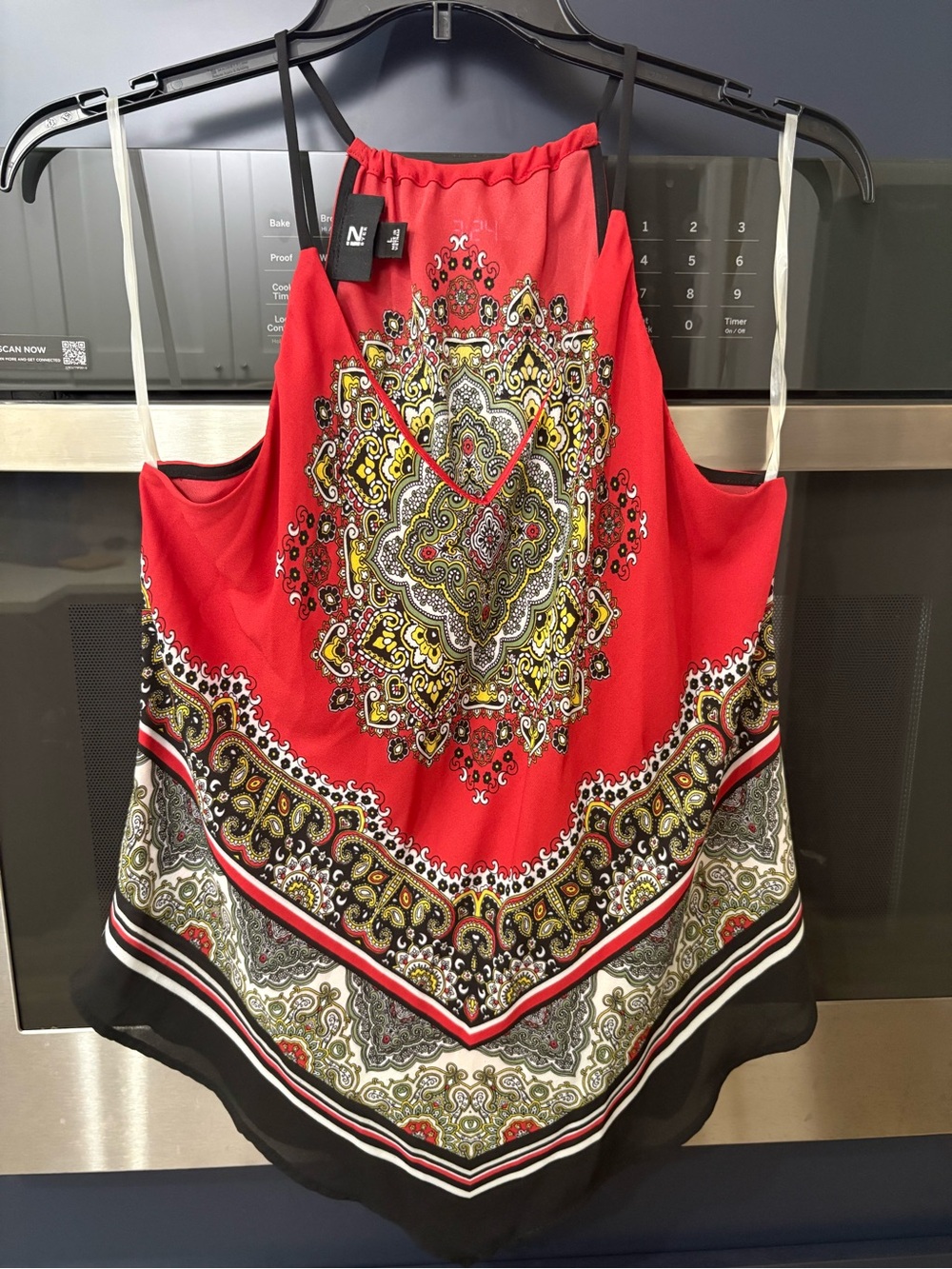iZ Byer Red Paisley Halter Tank Top Size Large